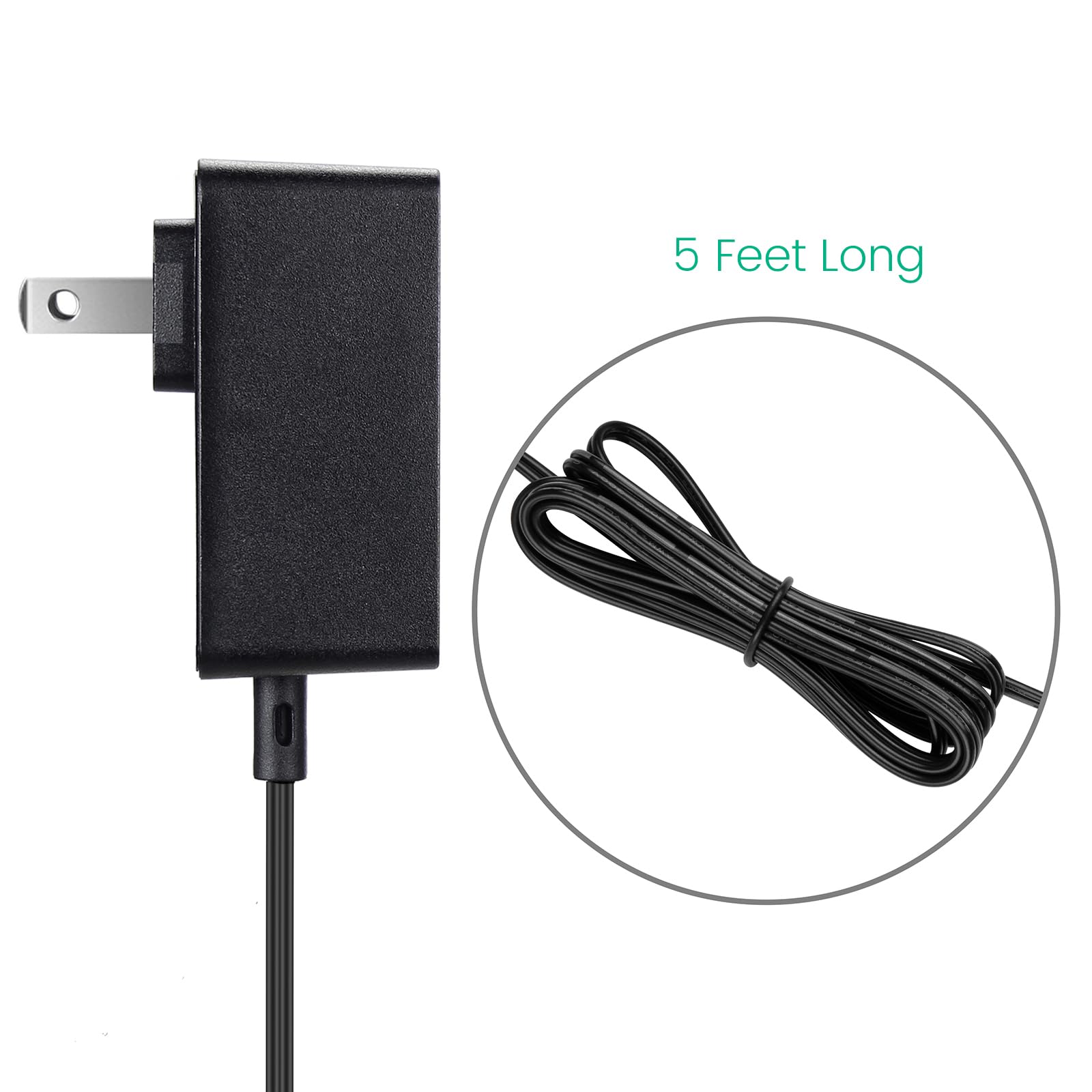 15W Power Cord Replacement for Alexa Echo Dot 3rd Gen / 4th Gen, Echo Show 5 1st Gen / 2nd Gen, Dot with Clock, Dot Kids Edition, Fire TV Cube, DC Charger Adapter with 5ft Cable