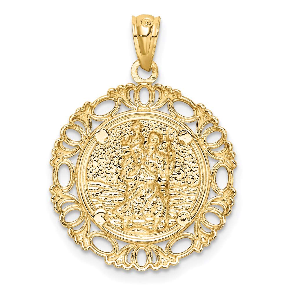 14K w/Rhodium St. Christopher Medal 24.75mm 18mm style C4714