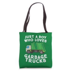 garbage truck just a boy who loves garbage trucks tote bag