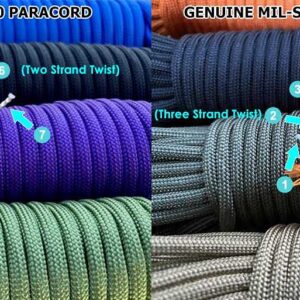 Ravenox Type III 550 Paracord | Genuine Military 550 Cord (Purple)(25 Feet)| 7 Inner Strand, 100% Twisted Nylon Cordage | Parachute Cord Rope for Military, Survival, Outdoor Recreation | Made in USA