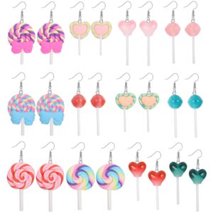 Ubjuliwa 12 Pairs Creative Unique Simulation Cute Colorful Resin Candy Dangle Earring Handmade Kawaii Food Earrings Set for Women Jewelry