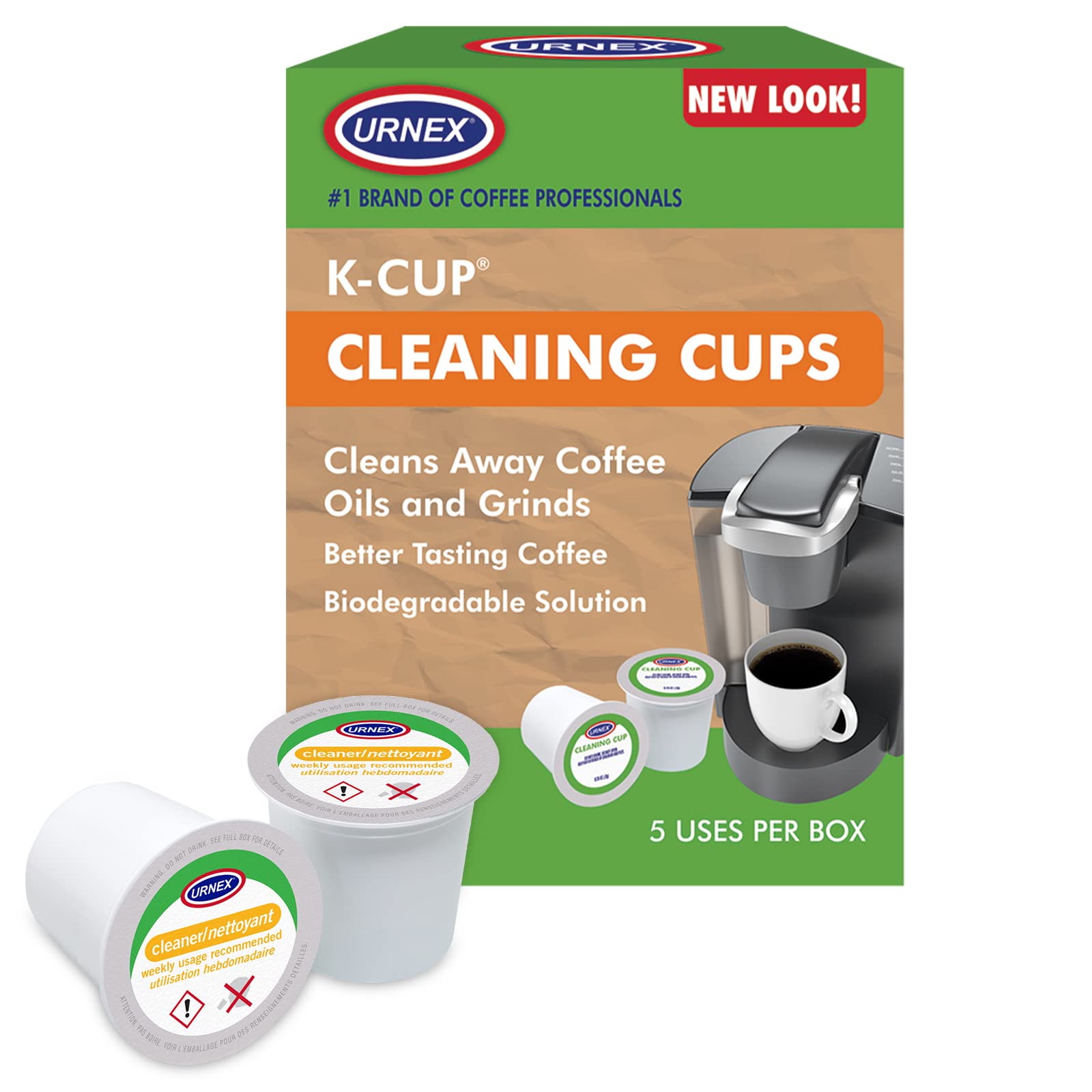 Urnex Cleaning Pods - 5 Pods - Compatible with Keurig 1.0 & 2.0 and All Single Serve Coffee Machines