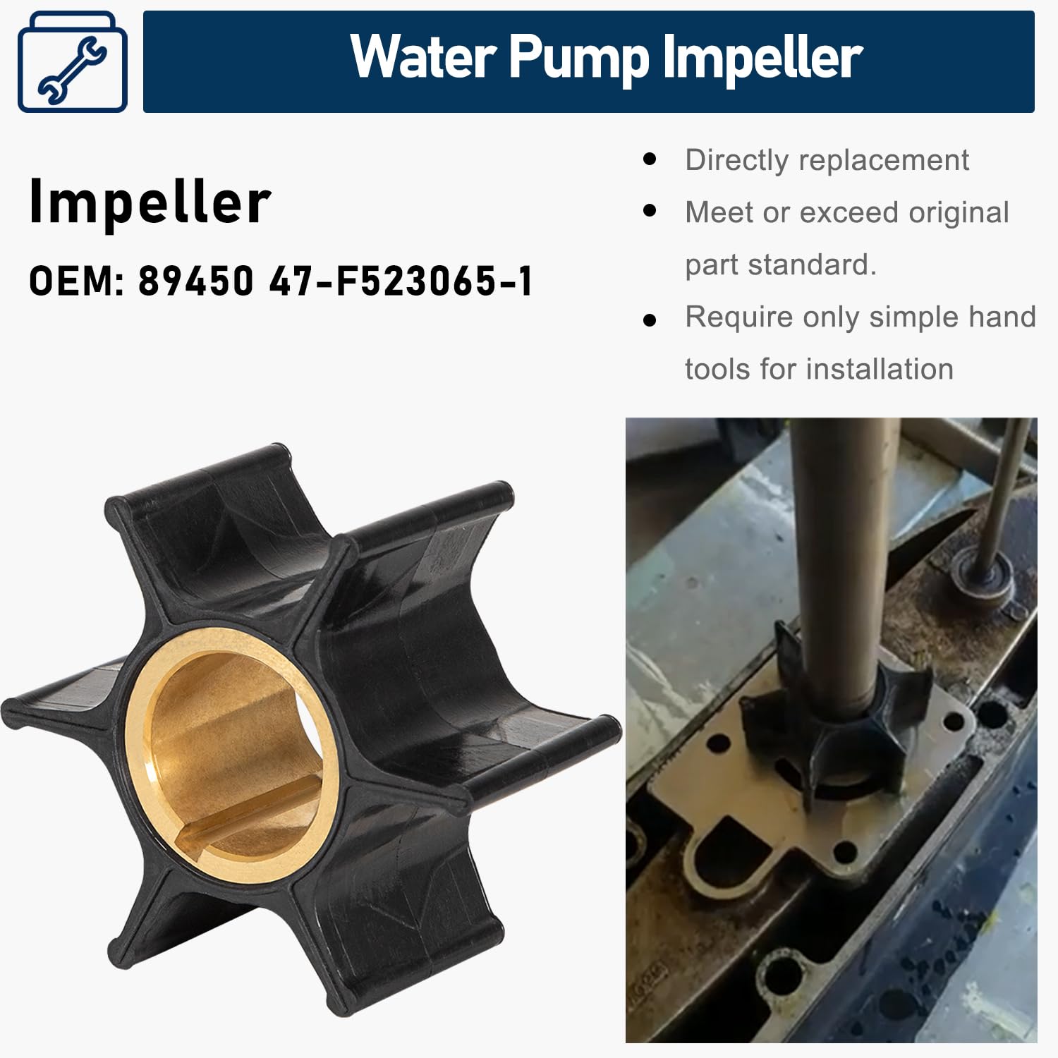 12012 Water Pump Impeller Kit For Chrysler Force 75 85 90 100 105 115 125 140 HP 1979-1989, Replaces OE# FK1069, 12012