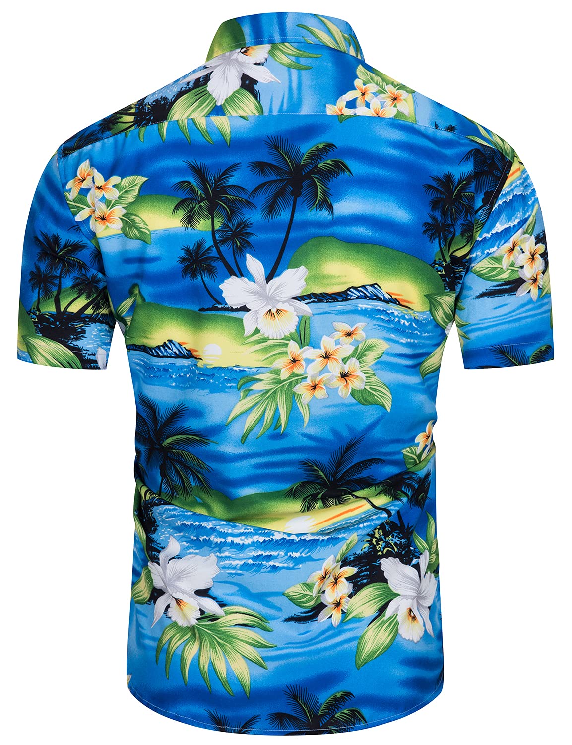 TUNEVUSE Men Hawaiian Shirt and Short Set 2 Picece Beach Outfit Summer Tropical Floral Print Matching Luau Short Suits Flower Print Light Blue XX-Large