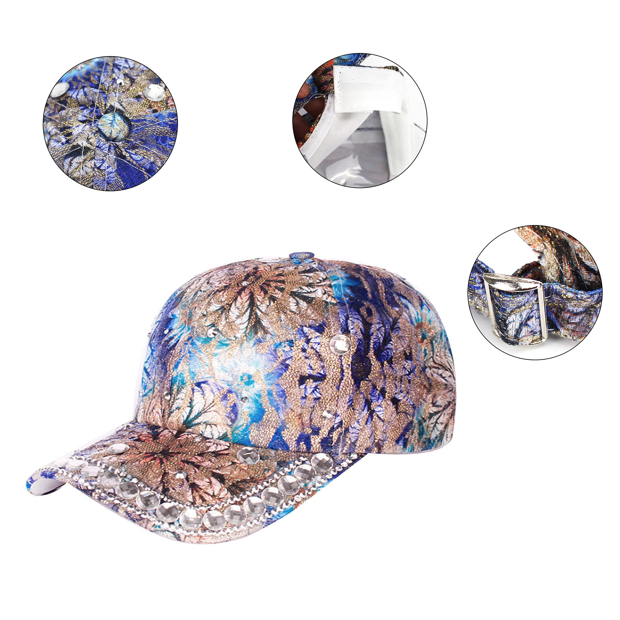 LABANCA Women Girls Bling Rhinestone Sun Cap Lace Glitter Sequin Baseball Cap Hat