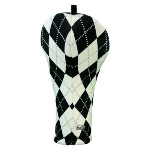 Women's Black & White Argyle Driver 460cc Club Headcover Handmade by BeeJos