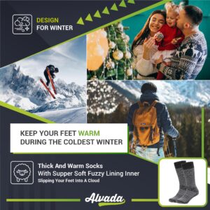 Alvada Warm Thermal Wool Socks for Winter Moisture Wicking and Breathable Cozy Boot Socks Charcoal SM