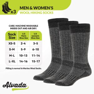 Alvada Warm Thermal Wool Socks for Winter Moisture Wicking and Breathable Cozy Boot Socks Charcoal SM