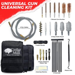 All-in-One Tactical Gun Cleaning Kit - Shotgun Cleaner Supplies Kits - 9mm Handgun, 357 Magnums, 38 Special, 40 to 45 Caliber Pistol, 22LR, 223, 257, 5.56mm Rifle with Molle Pouch