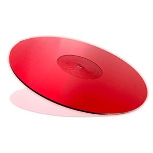 Mobile Pro Shop Acrylic Turntable Mat - Acrylic Slipmat for Vinyl LP Record Players - Improves Sound Quality & Provides Tighter Bass - Anti Static Platter mat (Red_lit)