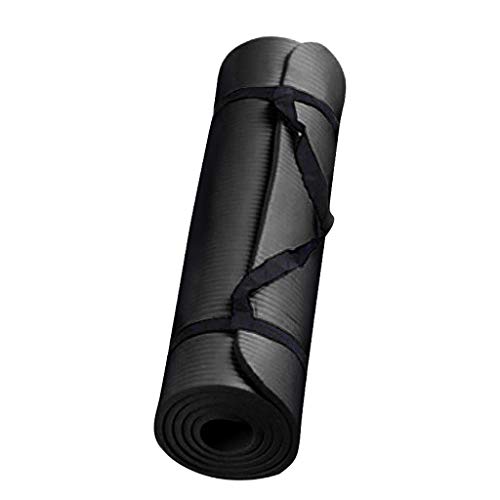 QCool Thick and Durable Yoga Mat - Small 15 mm Anti-Skid Sports Fitness Mat to Lose Weight with Carrying Strap (Black)