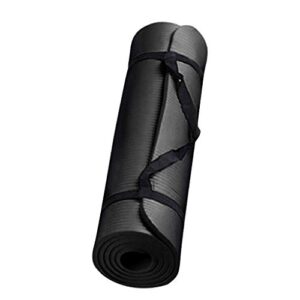 qcool thick and durable yoga mat - small 15 mm anti-skid sports fitness mat to lose weight with carrying strap (black)