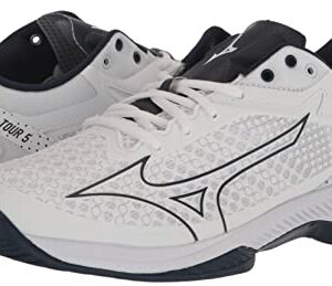 Mizuno Wave Exceed Tour 5 AC Men Tennis Shoe, White-Dress Blue, 9.5