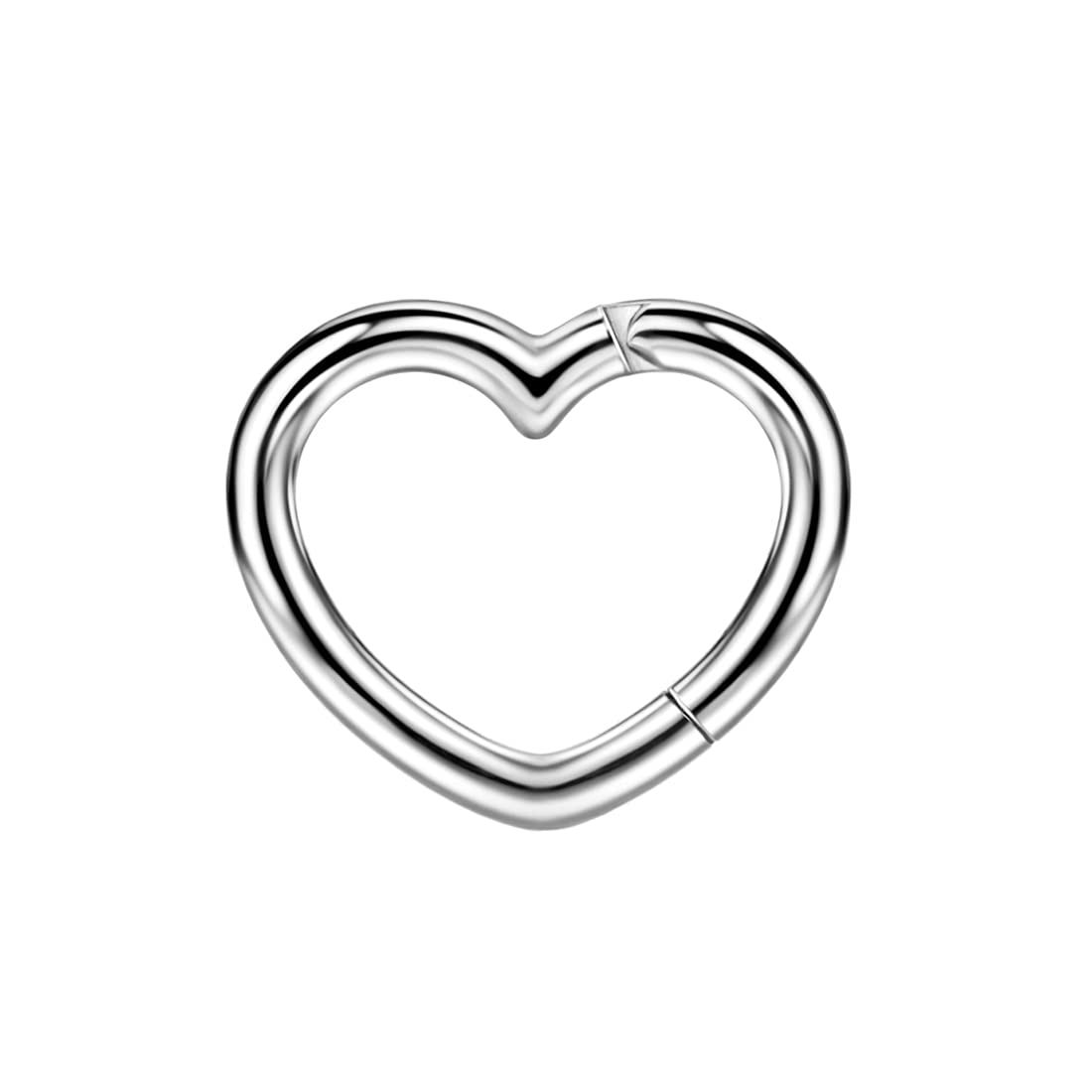 FANSING 16g 8mm Daith Earring for Women 316L Surgical Steel Daith Piercing Jewelry Silver Daith Jewelry 16 Gauge Heart Clicker Piercing Earring Hypoallergenic