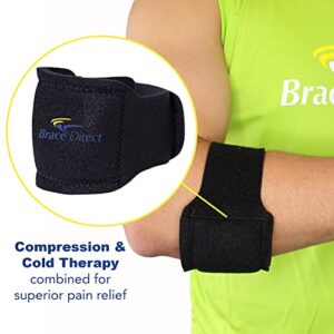 Brace Direct Tennis & Golf Elbow Cold Gel Therapy Compression Brace - Reusable Ice Pack Wrap with Strap- Pain Relief for Tendonitis, Injuries, Medial Epicondylitis, Joint Pain