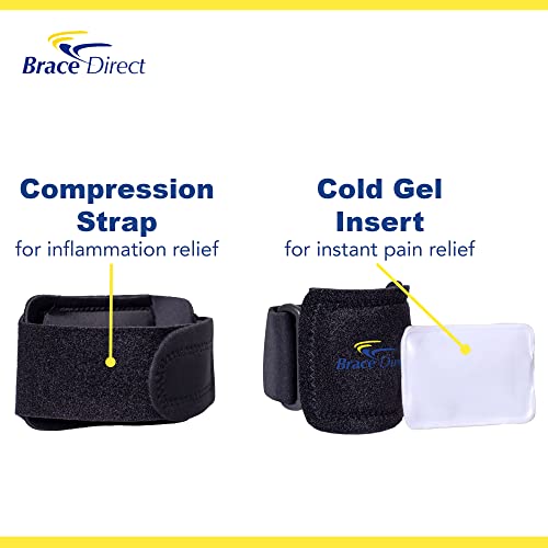 Brace Direct Tennis & Golf Elbow Cold Gel Therapy Compression Brace - Reusable Ice Pack Wrap with Strap- Pain Relief for Tendonitis, Injuries, Medial Epicondylitis, Joint Pain