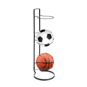 basketball ball storage rack, 3 tier cube ball storage holder, freestanding garage sport equipment organizer innovative indoor removable vertical display stand for volleyball football basketball