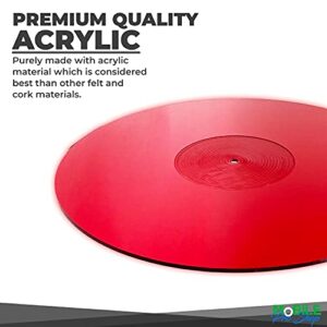 Mobile Pro Shop Acrylic Turntable Mat - Acrylic Slipmat for Vinyl LP Record Players - Improves Sound Quality & Provides Tighter Bass - Anti Static Platter mat (Red_lit)