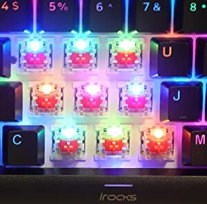 i-rocks K71M RGB Mechanical Gaming Keyboard with Media Control Knob, Gateron Switches (Brown), 107 Keys w/Full NKRO, PBT Keycaps, Multimedia Hotkeys, Detachable USB-C Cable and Onboard Storage, Black