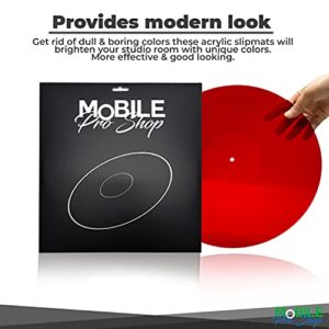 Mobile Pro Shop Acrylic Turntable Mat - Acrylic Slipmat for Vinyl LP Record Players - Improves Sound Quality & Provides Tighter Bass - Anti Static Platter mat (Red_lit)