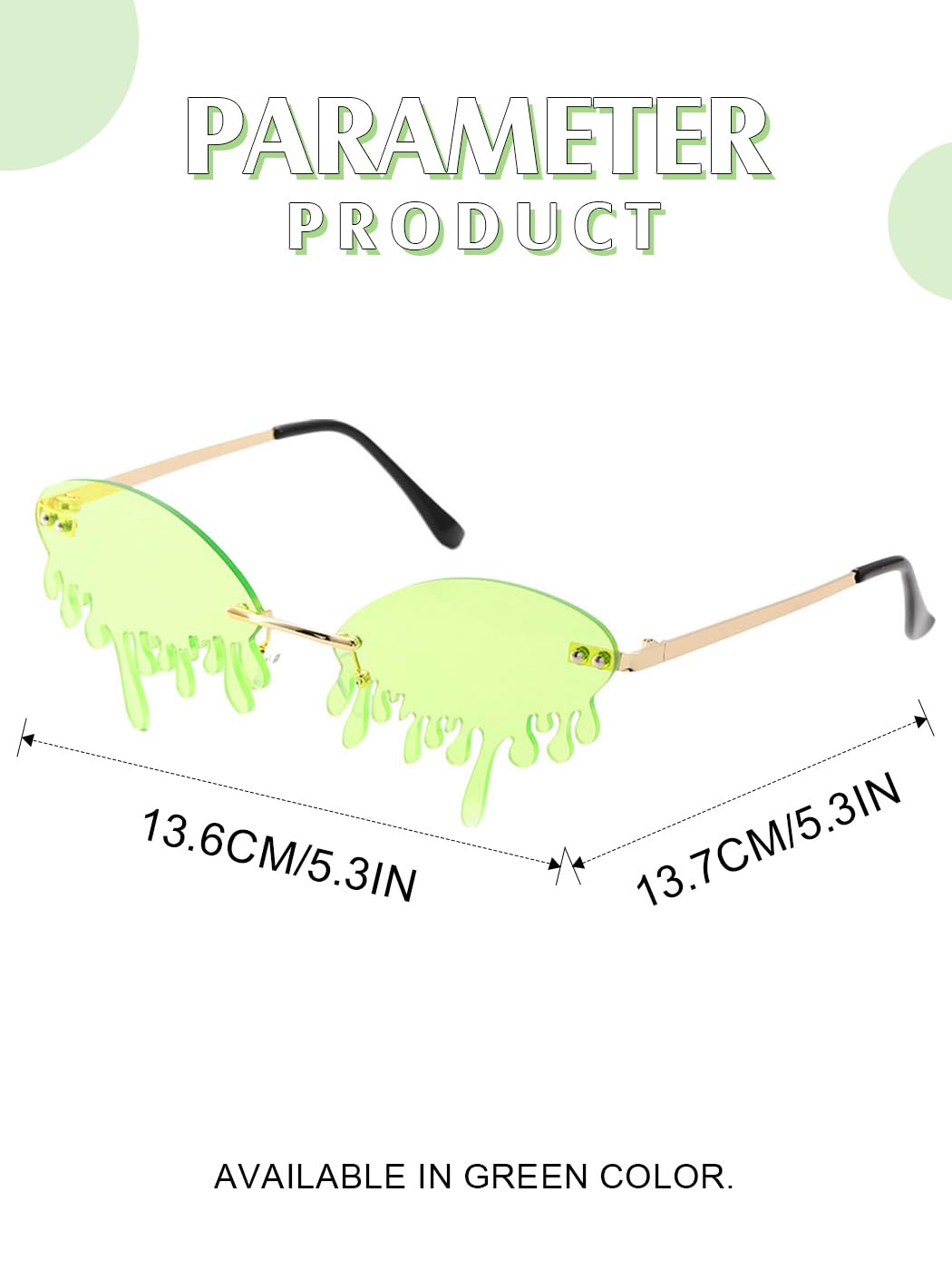 GEMILY Fashion Green Sunglasses Tear Dripping Glasses Novelty Shape Flame Outdoor Eyewear Oval Festival sunglasses for Women and Girls