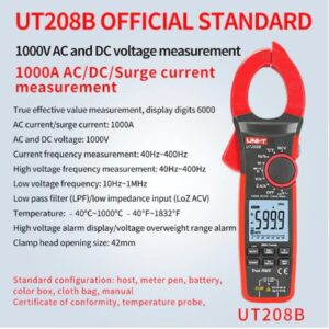 UNI-T UT206B UT207B UT208B Clamp Meter Amperimetrica VFC Electrical Instruments DC/AC Current Voltage Tester Auto Range