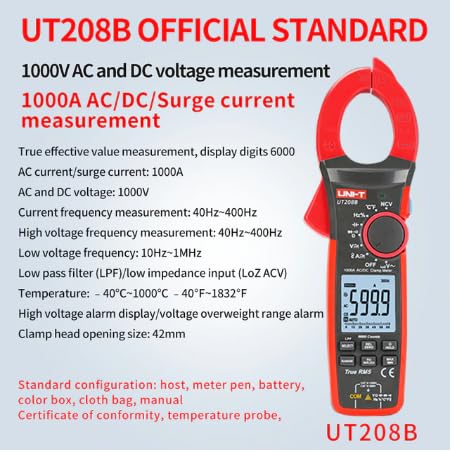 UNI-T UT206B UT207B UT208B Clamp Meter Amperimetrica VFC Electrical Instruments DC/AC Current Voltage Tester Auto Range