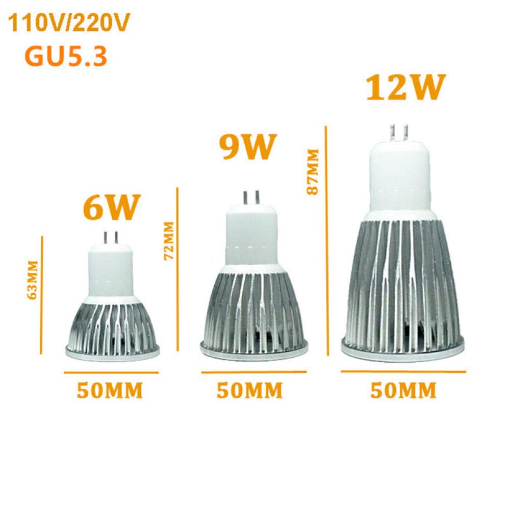 Halogen Light Bulb High Power Led Mr16 Gu5.3 Cob 6 W 9 W 12 W Dimbar Led Cob Headlight Cool Wit Mr 16 12V Bulb Lamp Gu 5 3 220V-Cold White_Gu10 12W 220V