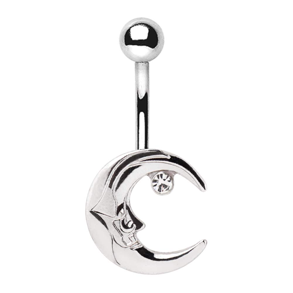 Dynamique 316L Surgical Steel Moon and Star Belly Button Ring (Sold Per Piece)