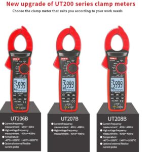 UNI-T UT206B UT207B UT208B Clamp Meter Amperimetrica VFC Electrical Instruments DC/AC Current Voltage Tester Auto Range