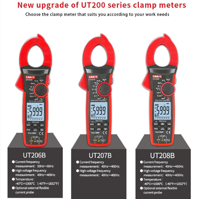 UNI-T UT206B UT207B UT208B Clamp Meter Amperimetrica VFC Electrical Instruments DC/AC Current Voltage Tester Auto Range