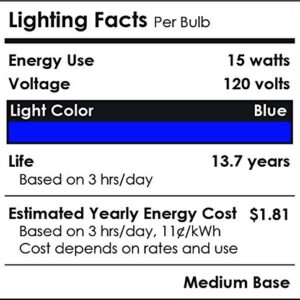 Sunlite 81477 LED PAR38 Colored Recessed Light Bulb, 15 watt (75W Equivalent), Medium (E26) Base, Floodlight, ETL Listed, Blue, 1 Pack