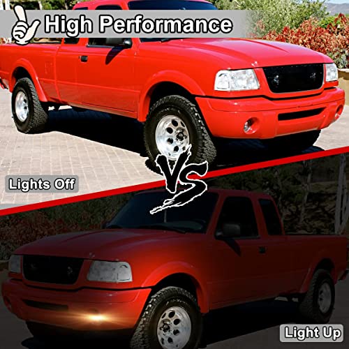 Nixon Offroad Fog Light for 2001 2002 2003 Ford Ranger, Bumper Driving Fog Light Lamps Assembly,OEM Fog Lamp Replacement With Bulb H10 12V 42W Chrome Black Housing Clear Lens, Driver+ Passenger Side