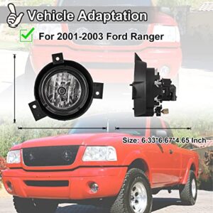 Nixon Offroad Fog Light for 2001 2002 2003 Ford Ranger, Bumper Driving Fog Light Lamps Assembly,OEM Fog Lamp Replacement With Bulb H10 12V 42W Chrome Black Housing Clear Lens, Driver+ Passenger Side