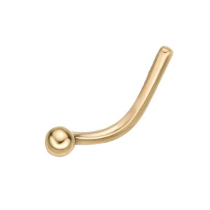 Lavari Jewelers 20 Gauge Ball Curved Nose Stud for Women - 14k Yellow Gold 1.2 mm Nose Ring - Unisex Stud Hypoallergenic Nostril Piercing Jewelry - 20G Body Piercing for Men