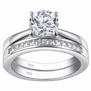 sheloves sterling silver engagement rings wedding band set soliraire round cz cubic zirconia sz 7