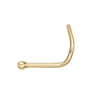 Lavari Jewelers 20 Gauge Ball Curved Nose Stud for Women - 14k Yellow Gold 1.2 mm Nose Ring - Unisex Stud Hypoallergenic Nostril Piercing Jewelry - 20G Body Piercing for Men