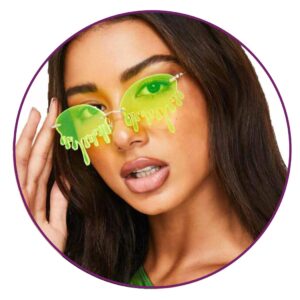 GEMILY Fashion Green Sunglasses Tear Dripping Glasses Novelty Shape Flame Outdoor Eyewear Oval Festival sunglasses for Women and Girls