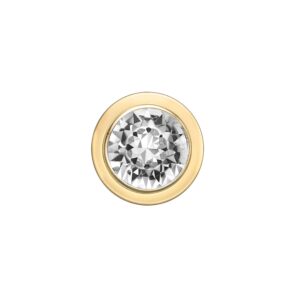 Lavari Jewelers 16 Gauge Micro Labret Stud for Men or Women - 14k Yellow Gold with Cubic Zirconia - 16G Internally Threaded Bezel - 3 mm Unisex Hypoallergenic Body Piercing Jewelry