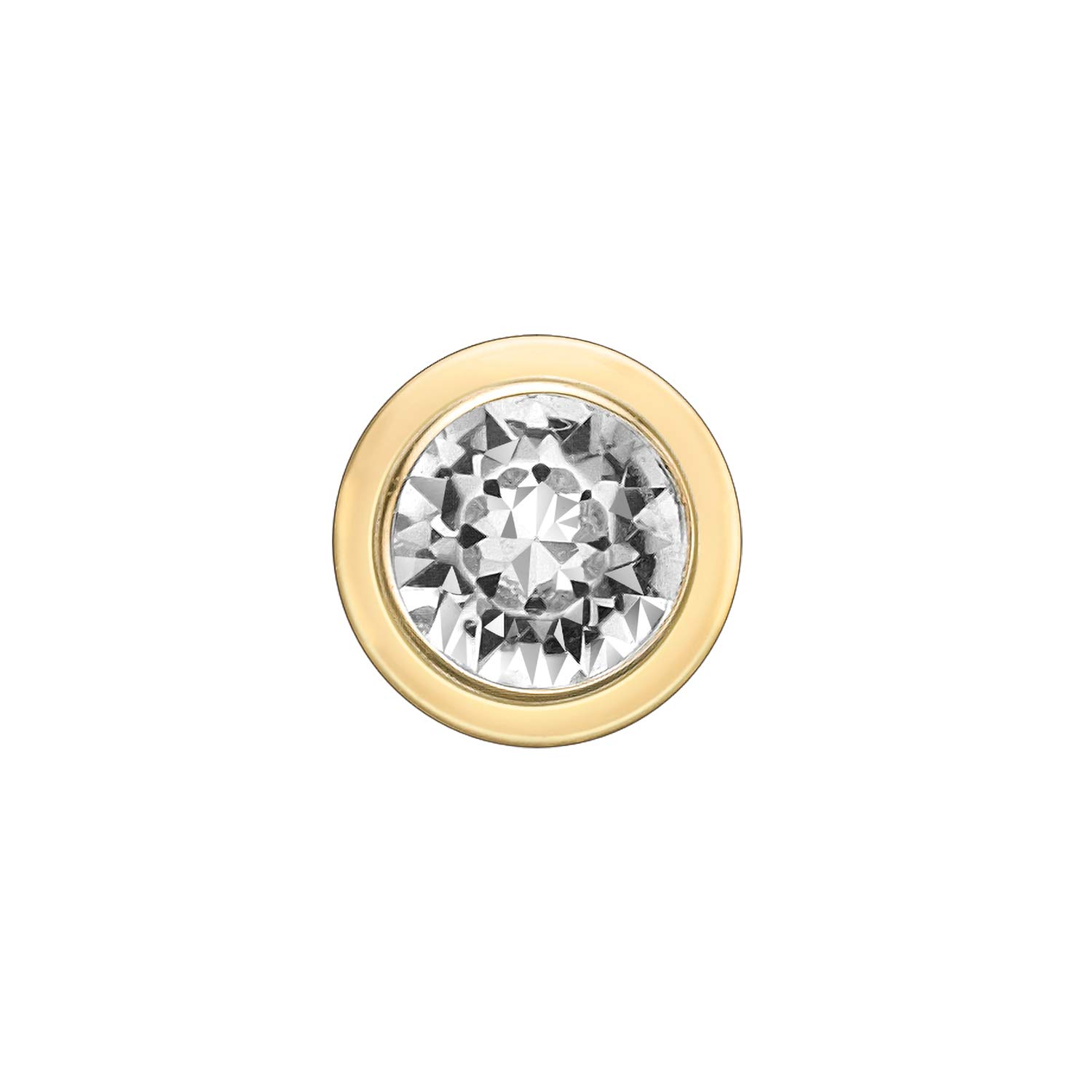 Lavari Jewelers 16 Gauge Micro Labret Stud for Men or Women - 14k Yellow Gold with Cubic Zirconia - 16G Internally Threaded Bezel - 3 mm Unisex Hypoallergenic Body Piercing Jewelry