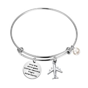 gzrlyf flight attendant bracelet flight school gifts for flight attendants graduation gifts only the strongest women become flight attendants (bracelet)