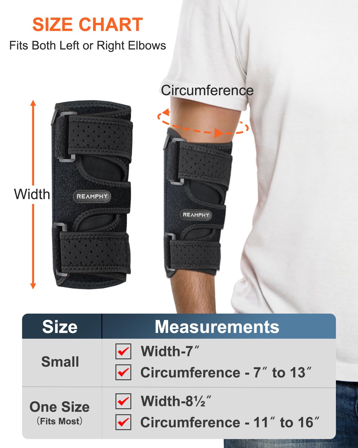 Reamphy Elbow Brace,Comfortable Night Elbow Sleep Support,Elbow Splint, Adjustable Stabilizer Splints, Cubital Tunnel Syndrome,Tendonitis,Ulnar Nerve,Tennis,Fits for Men and Women(Fits Most)