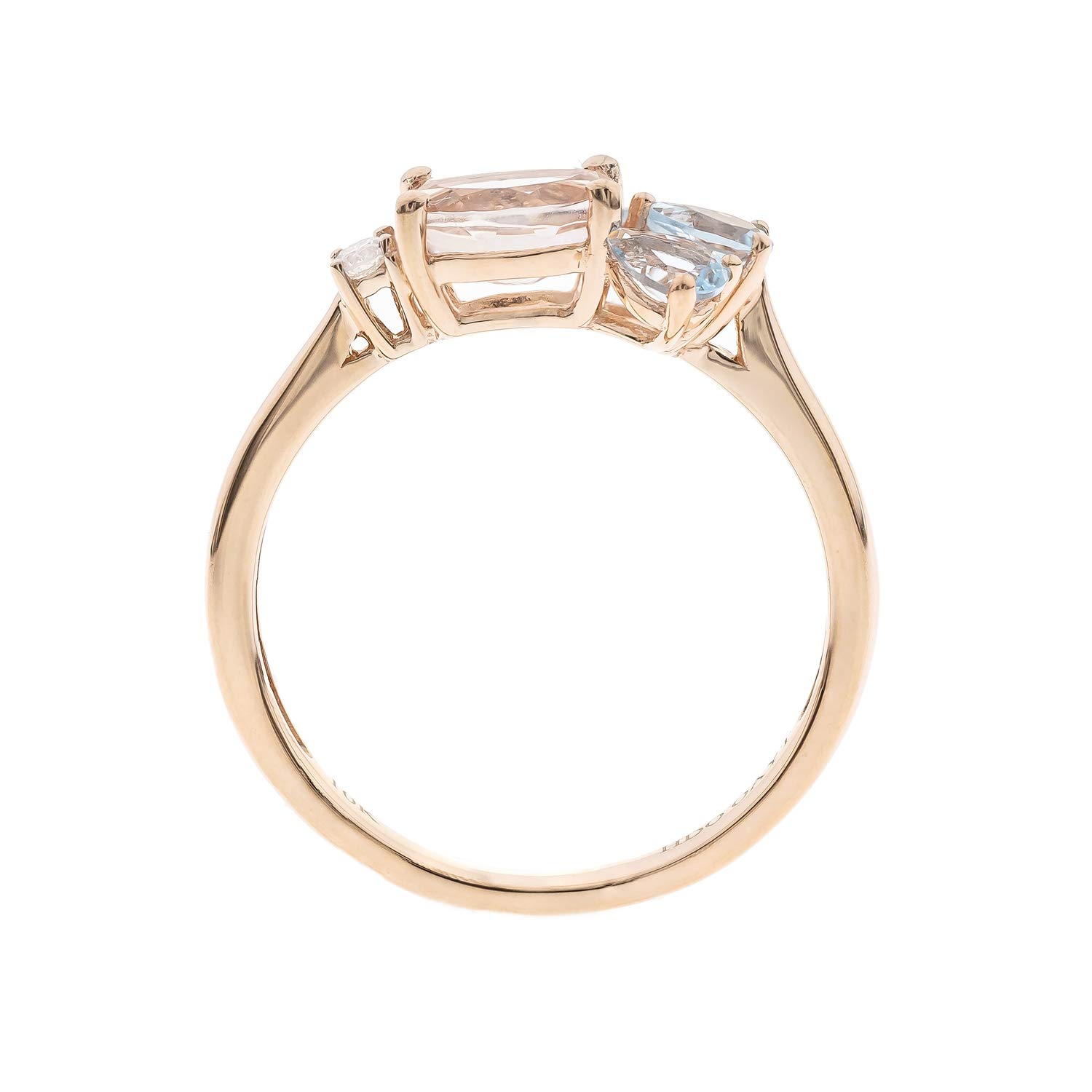 Gin & Grace 10K Rose Gold Genuine Aquamarine & Morganite Ring with Diamonds for Women | Ethically, authentically & organically sourced (Oval & Pear) Shaped Aquamarine Hand-Crafted Jewelry for her