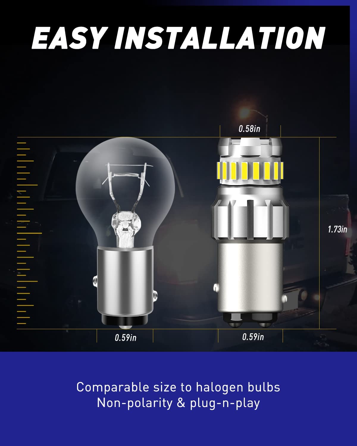 AUTOONE 1157 LED Bulb White 6500K, 2057 2357 7528 BAY15D LED Bulbs for Backup/Reverse Light, Tail Light, Brake Light, 300% Brighter Canbus Ready Plug and Play LED Bulbs, Pack of 2