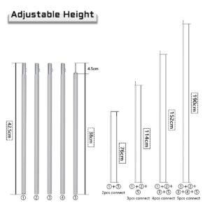 Aluminum Tarp Poles Lightweight Tent Poles Warterproof Sail Shade Pole for Gazebo Backpacking Camping Tarpaulin Awning Canopy Porch Bivvy Adjustable from 76-190cm (Aluminum-74.8"/190cm)