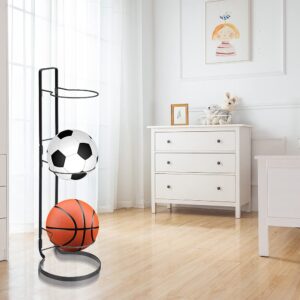 Basketball Ball Storage Rack, 3 Tier Cube Ball Storage Holder, Freestanding Garage Sport Equipment Organizer Innovative Indoor Removable Vertical Display Stand for Volleyball Football Basketball