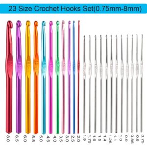 Weabetfu 121PCS Crochet Hooks & Sewing Kit,Aluminum Crochet Hooks & Lace Crochet Hook,Crocheting Hook for Knitting,Complete Crochet Set for Beginner,Traveler-Included Accessories