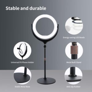 Auckoue 12'' Ring Light with Stand & Phone Holder, Dimmable Selfie Ring Light with Mirror, Desktop led Ring Light for Laptop Computer Video Conference, Live Streaming, YouTube, Vlogging, Makeup