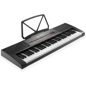 Ashthorpe 61-Key Digital Electronic Keyboard Piano, Portable Beginner Kit with Headphones, Mic and Keynote Stickers