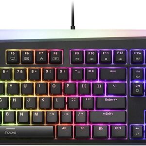 i-rocks K71M RGB Mechanical Gaming Keyboard with Media Control Knob, Gateron Switches (Brown), 107 Keys w/Full NKRO, PBT Keycaps, Multimedia Hotkeys, Detachable USB-C Cable and Onboard Storage, Black